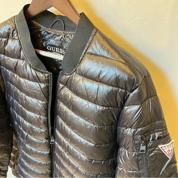 GUESS Men’s puffer bomber jacket in black, lightweight, size XL, NWOT - Picture 10 of 16